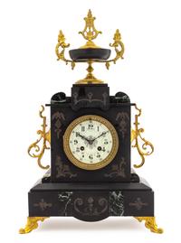 A French Gilt Metal Mounted Slate Mantel Clock