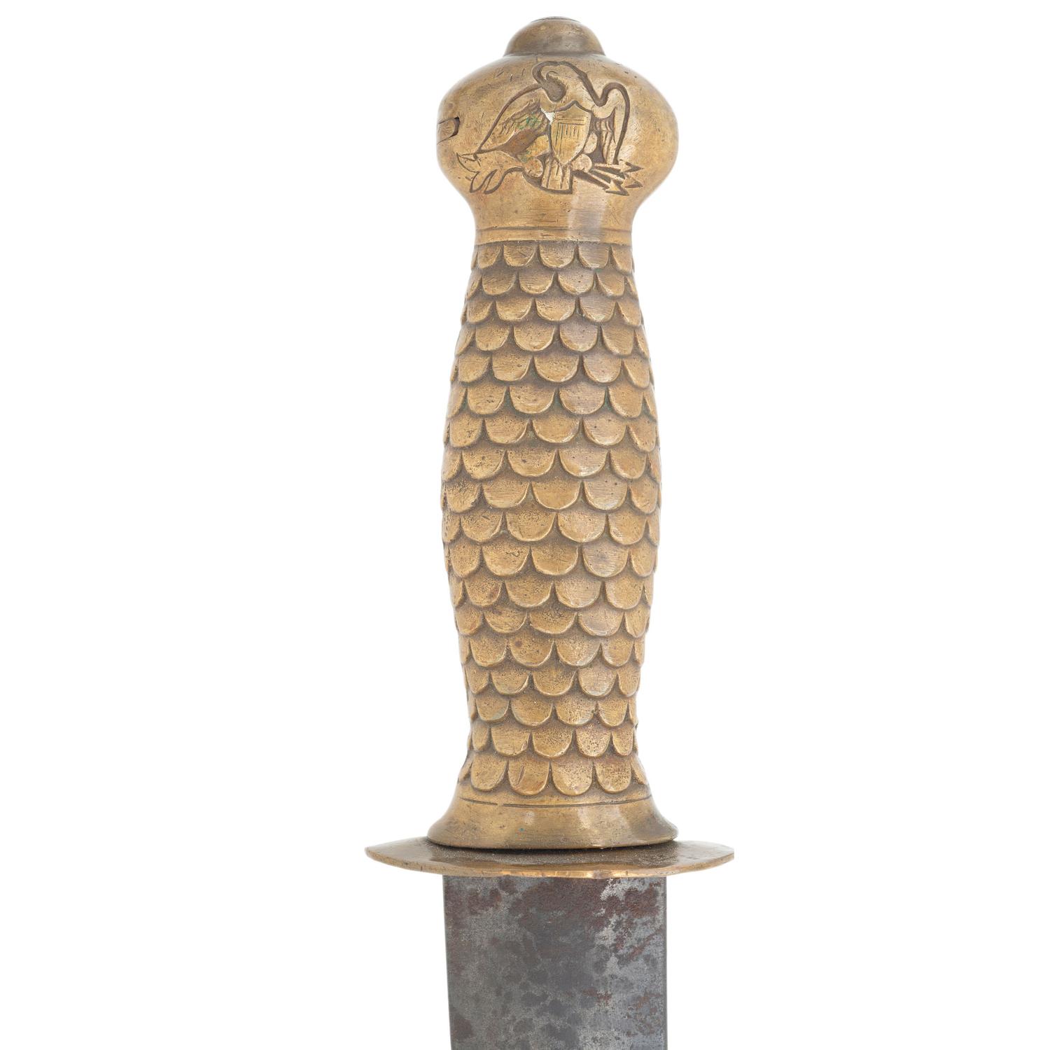 Confederate Variant Naval Cutlass with 1841 USN Style Hilt Attributed to Leech & Rigdon