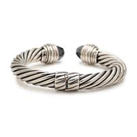 DAVID YURMAN, STERLING SILVER, HEMATITE AND DIAMOND 'CABLE CLASSIC' CUFF BRACELET