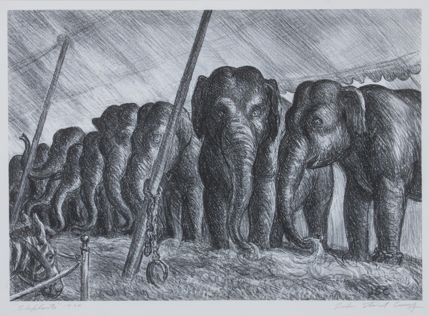 John Steuart Curry, (American, 1897-1946), Elephants, 1936