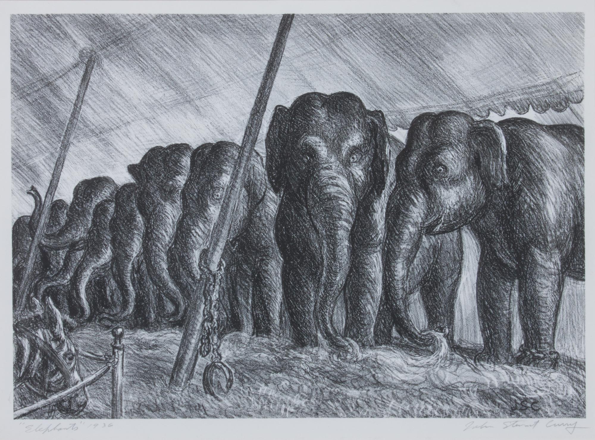 John Steuart Curry, (American, 1897-1946), Elephants, 1936
