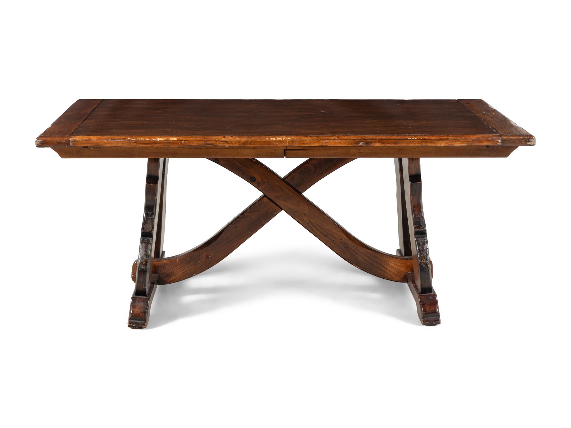 A Spanish Colonial Style Oak Trestle Table