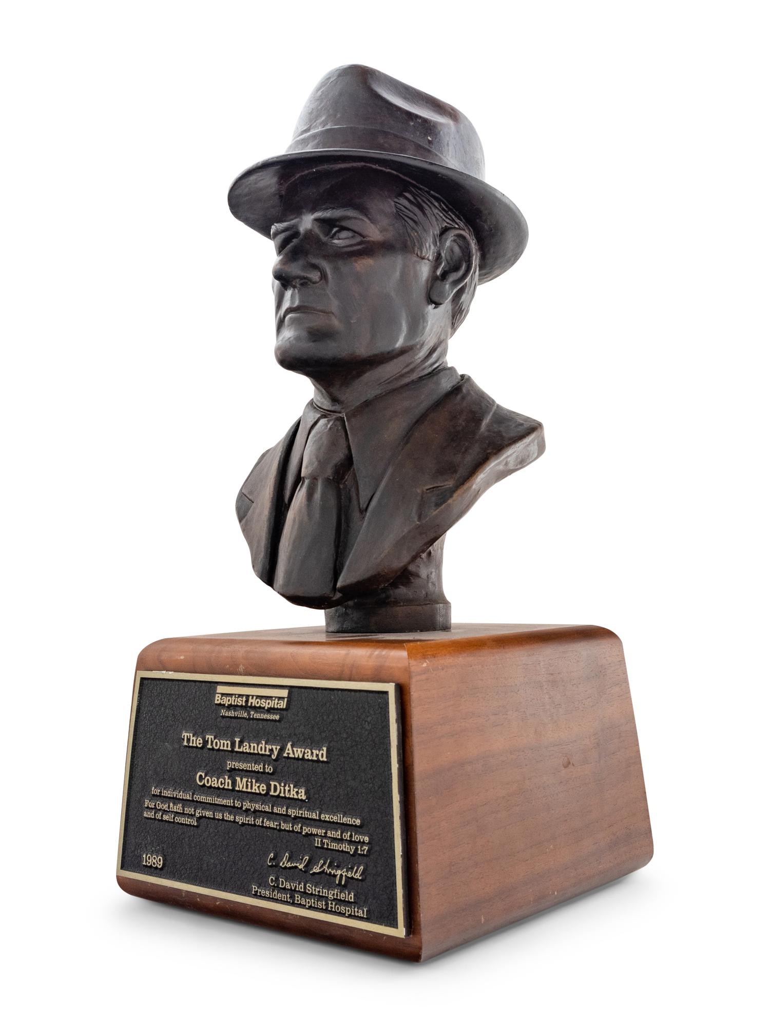 A 1989 Baptist Hospital of Nashville Tom Landry Award Present to Mike Ditka Formerly Displayed at Mike Ditka's Restaurant