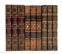 (BINDINGS) A group of 21 leather bound volumes.