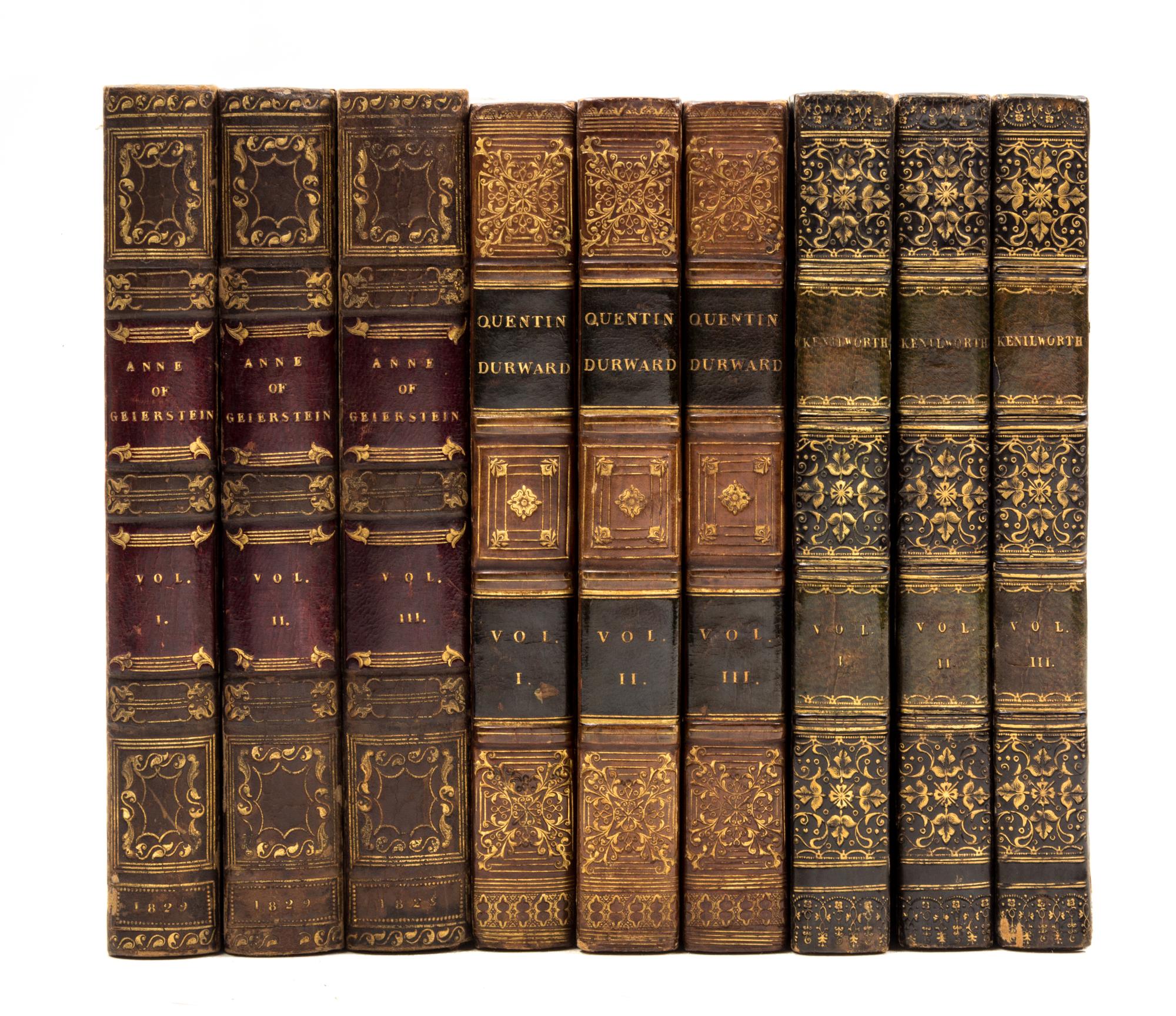 (BINDINGS) A group of 21 leather bound volumes.