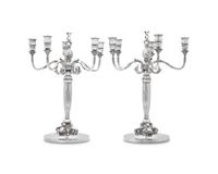 A Pair of Johan Rohde Designed Georg Jensen Silver Five-Light Candelabra