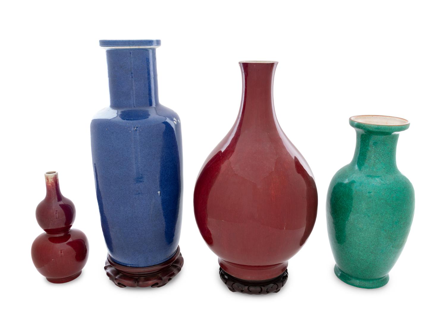 Four Chinese Monochrome Glazed Porcelain Vases