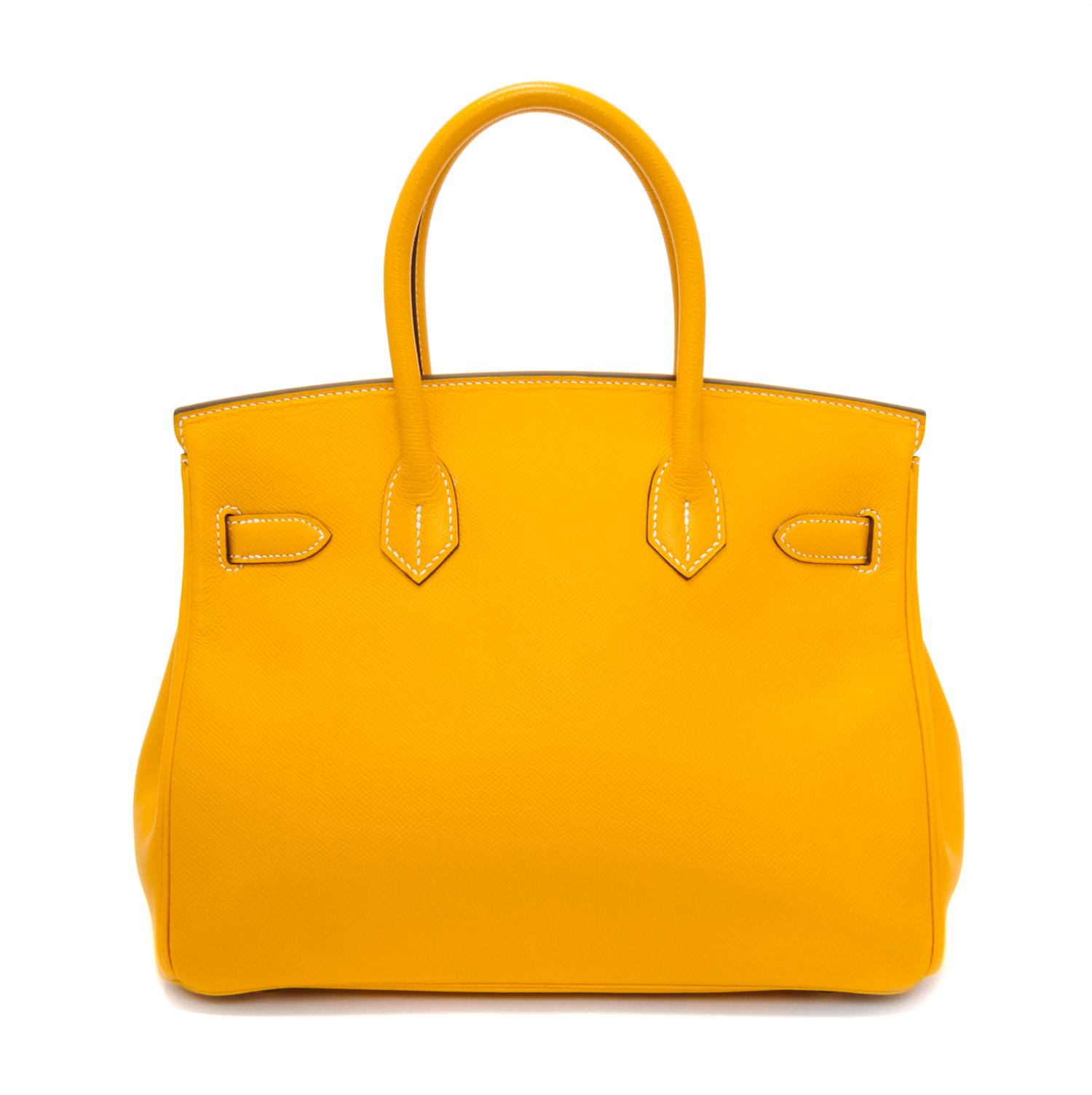 An Hermes Bicolor Jaune d'Or Epsom 30cm Birkin Handbag, 12" x 8.5" x 6".