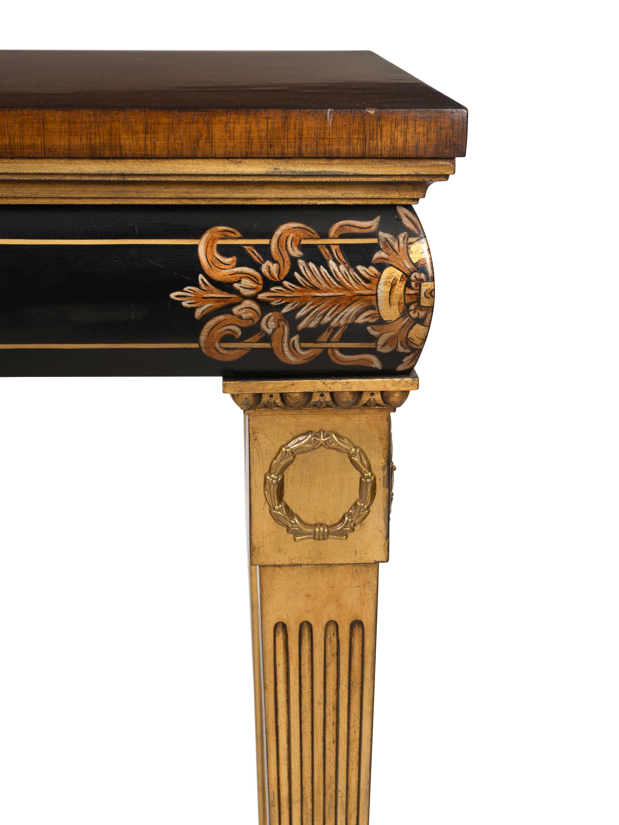 A Karges Georgian Style Ebonized and Parcel Gilt Pier Table