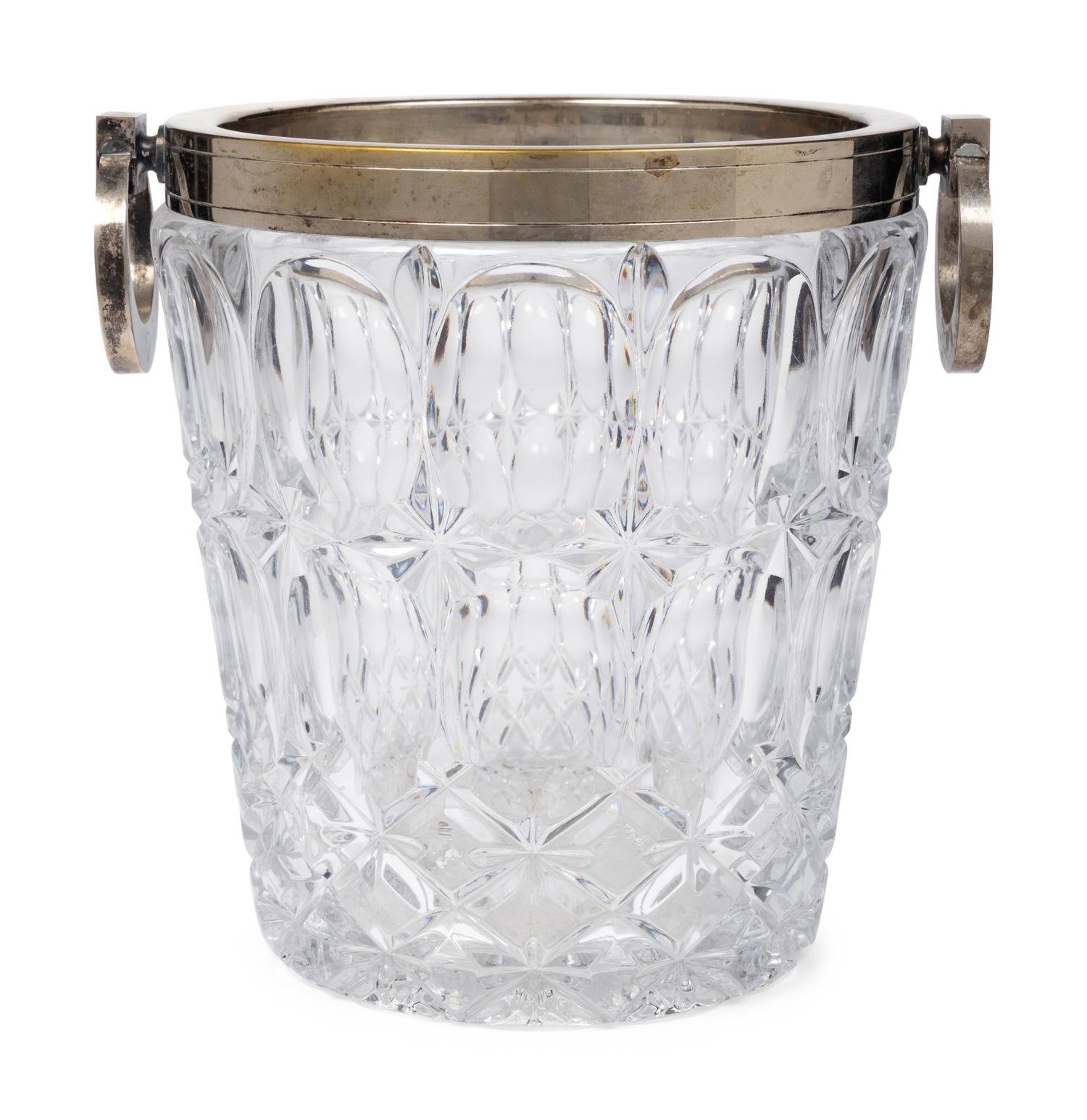 A Silver-Plate Mounted Glass Wine Cooler