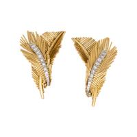 GOLD AND DIAMOND FEATHER EARRINGS