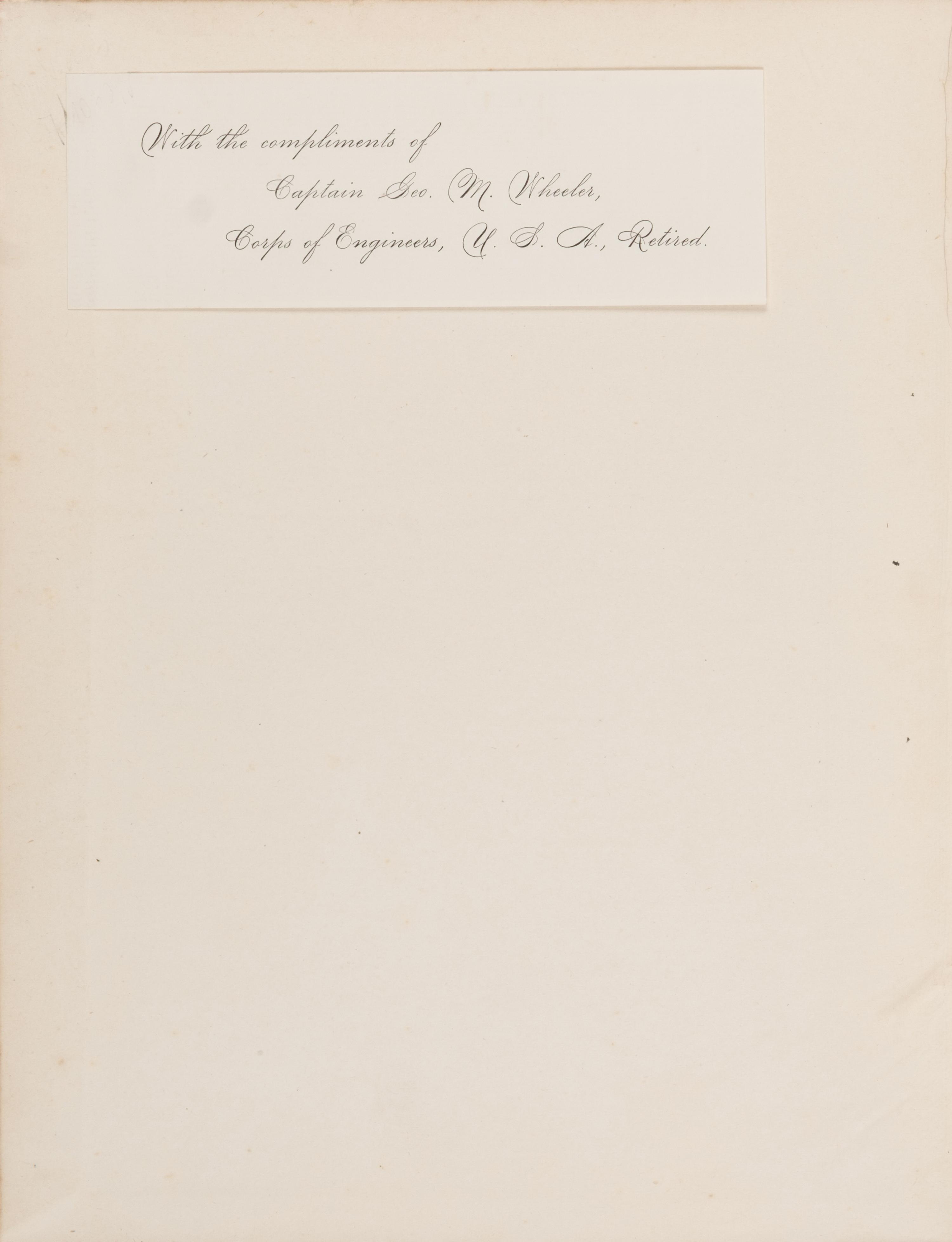 [Americana] Wheeler, George M. Report of the United States Geographical Survey West of the One Hundredth Meridian