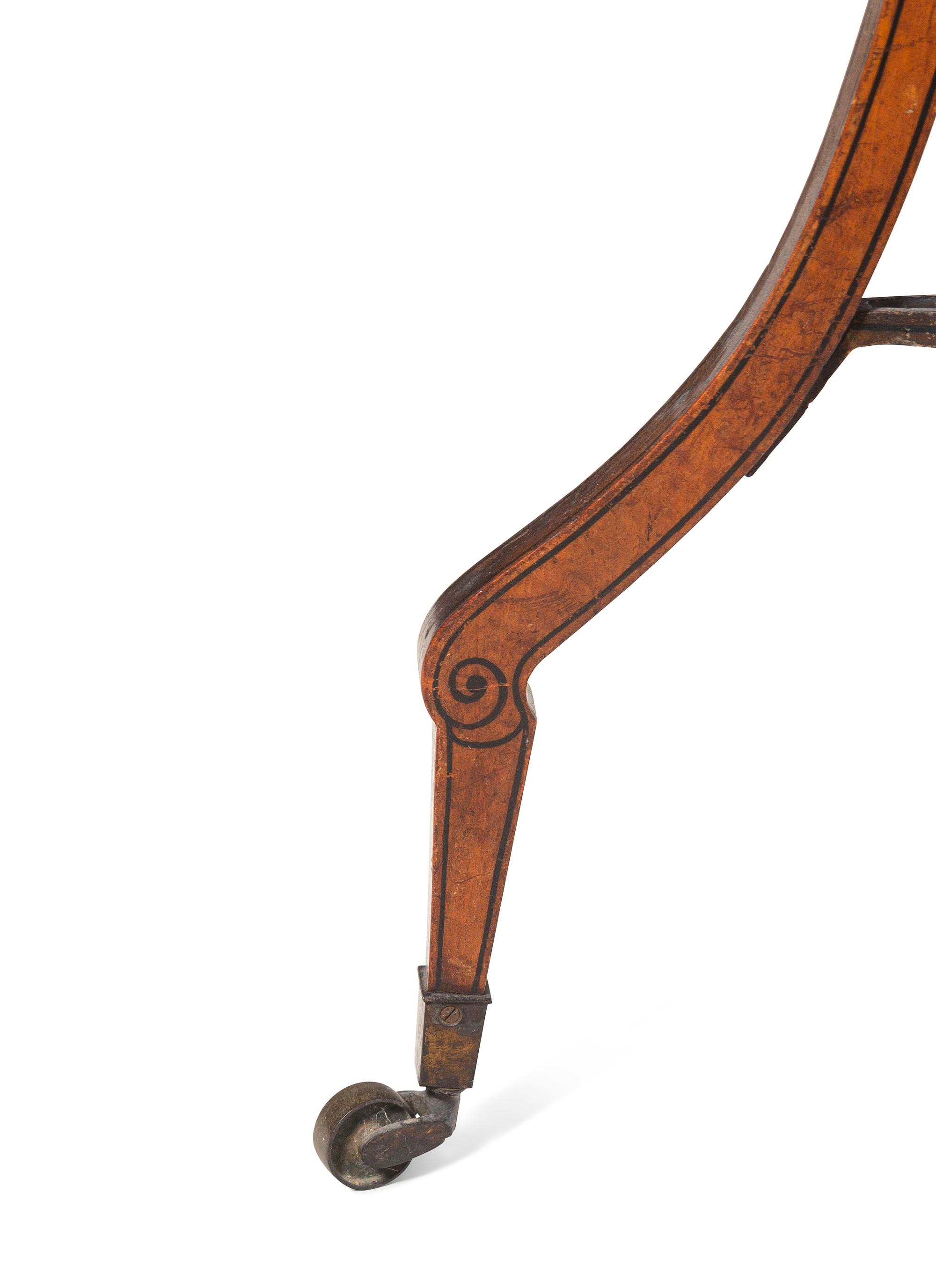 A Regency Inlaid and Brass Mounted Satinwood and Rosewood Octagonal Top Occasional Table