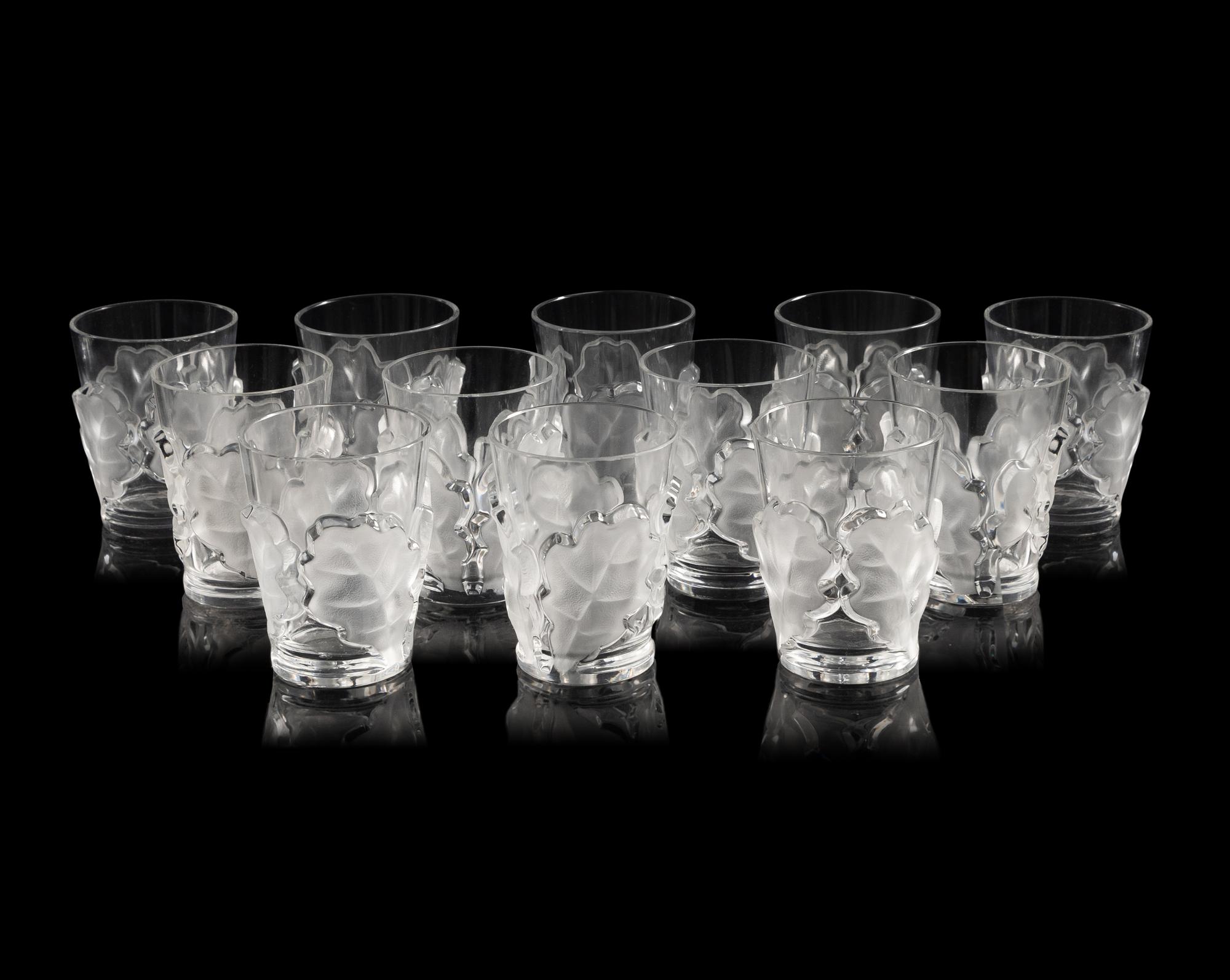 A Set of Twelve Lalique Chêne Tumblers