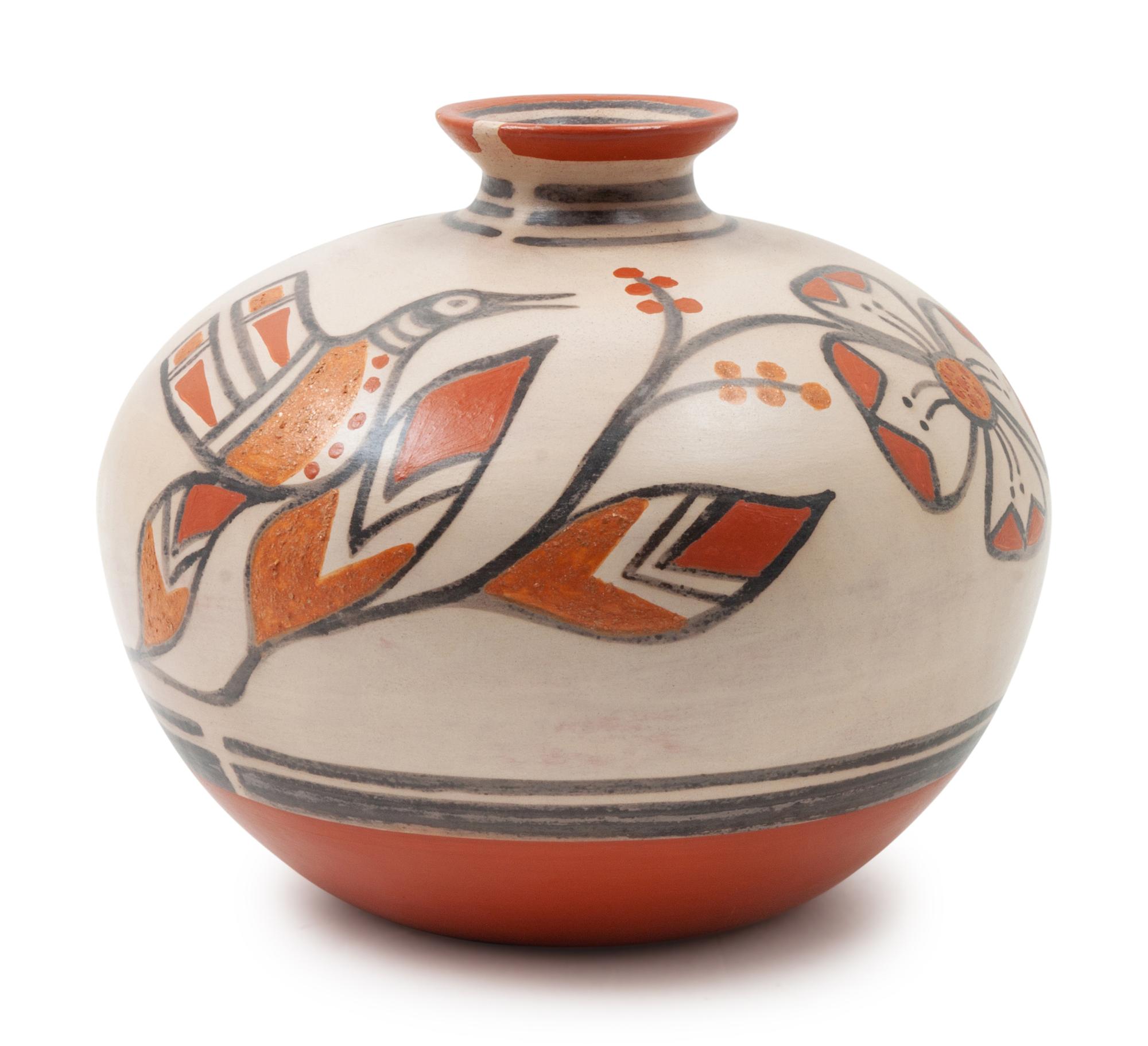 Santo Domingo Vessel with Birds and Leaves