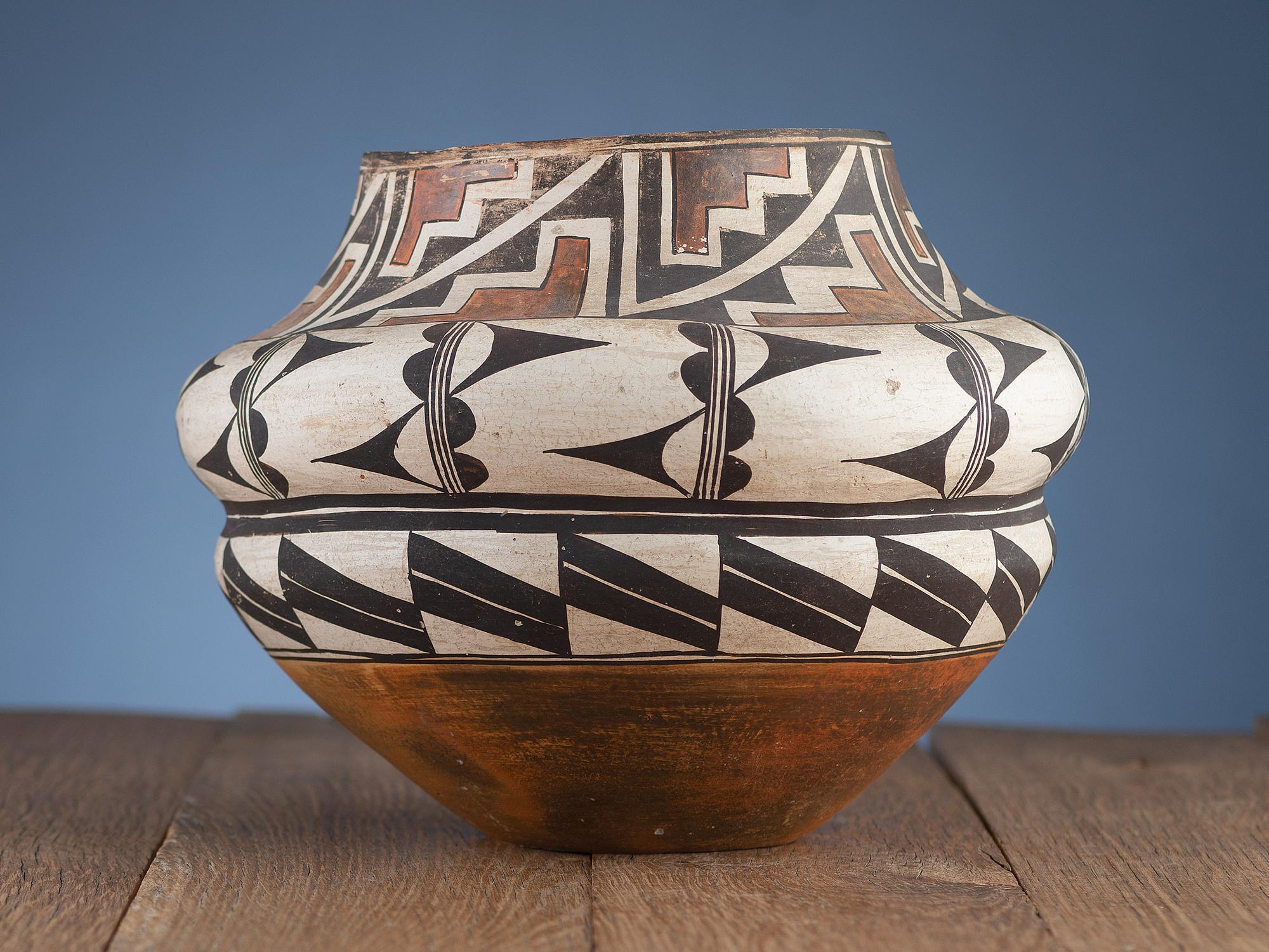 Acoma Double-Lobed Polychrome Pottery Jar