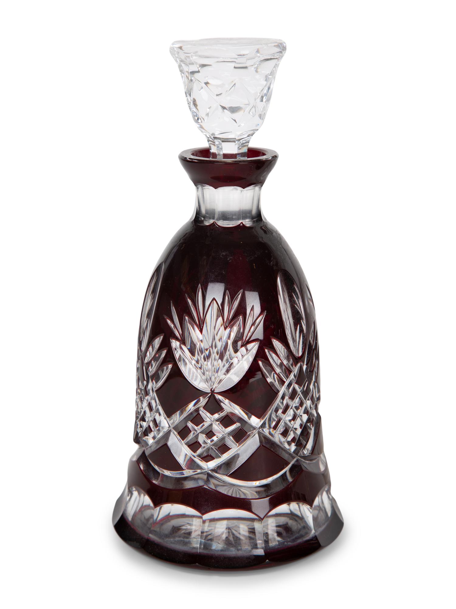 A Set of Six Cut-to-Clear Glass Cordials and a Cut-to-Clear Glass Decanter