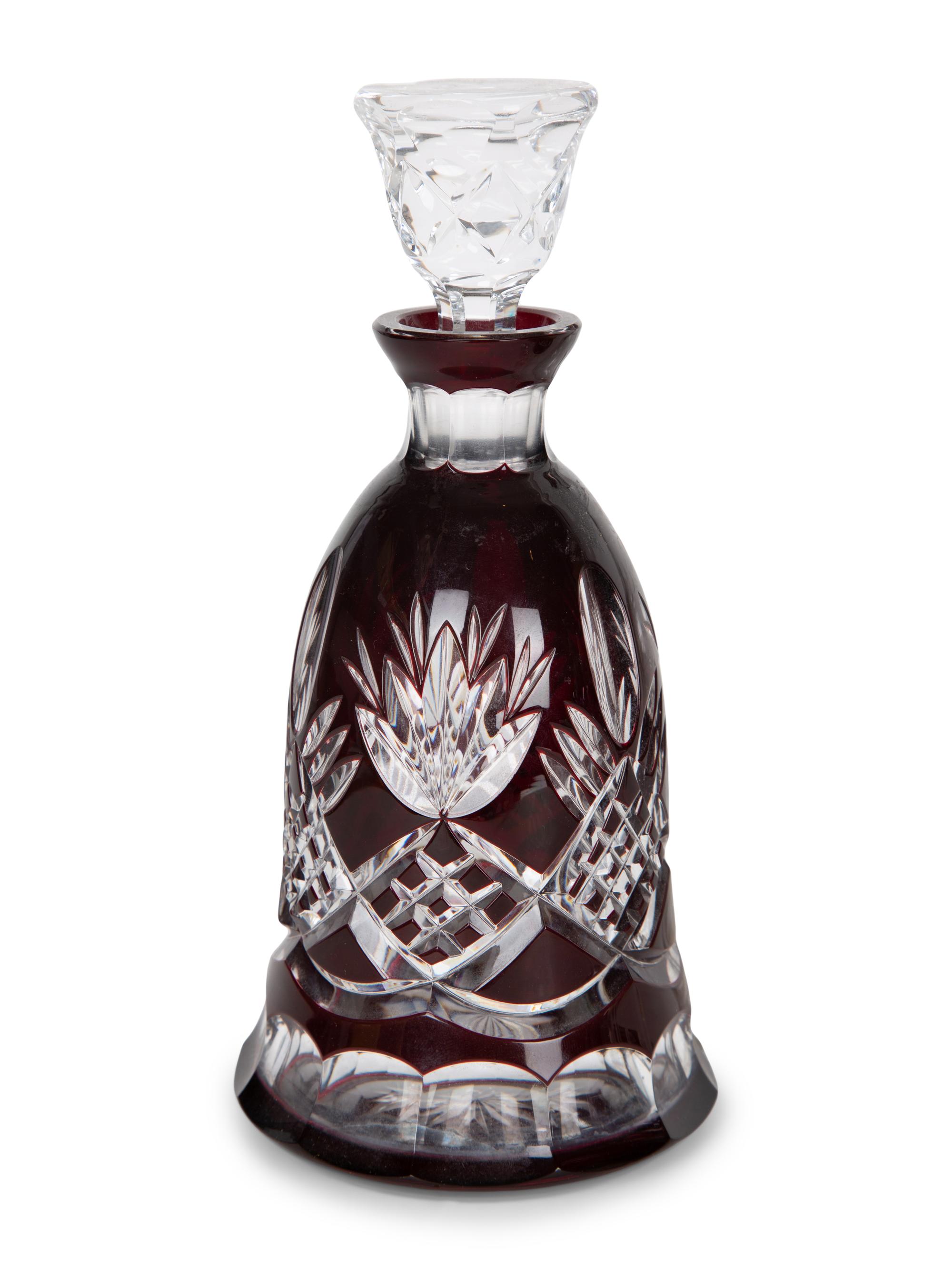 A Set of Six Cut-to-Clear Glass Cordials and a Cut-to-Clear Glass Decanter