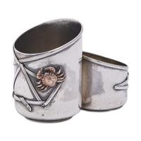 An Aesthetic Movement Japanesque Sterling Silver and Mixed Metal Double Bud Vase