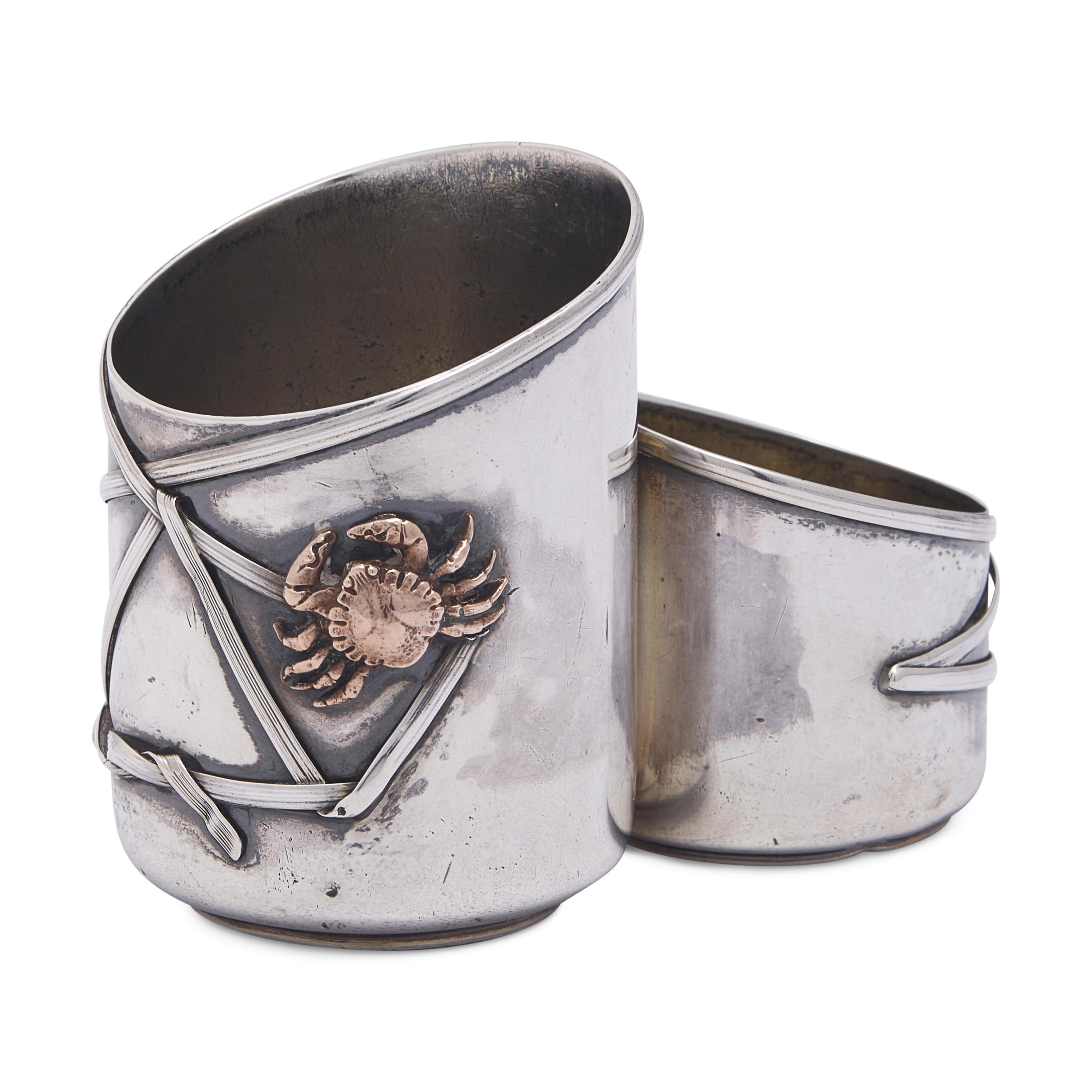 An Aesthetic Movement Japanesque Sterling Silver and Mixed Metal Double Bud Vase