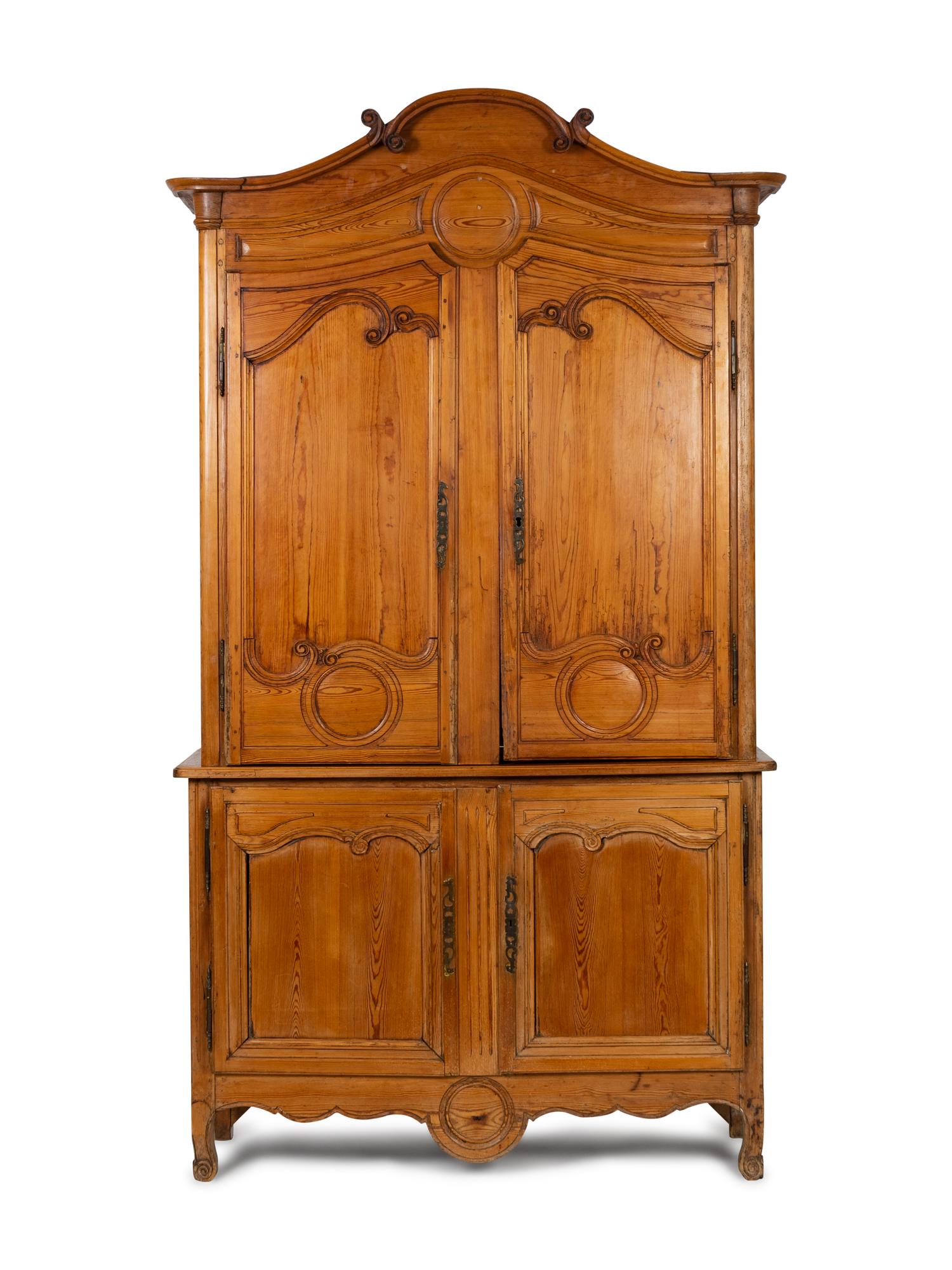 A Louis XV Provincial Style Carved Fruitwood Buffet a Deux Corps — 19TH CENTURY