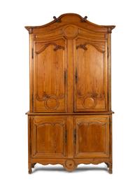A Louis XV Provincial Style Carved Fruitwood Buffet a Deux Corps — 19TH CENTURY