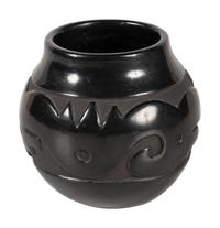 Carved Blackware Pottery Jar, with Avanyu