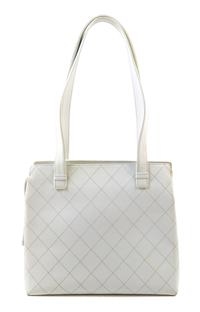 A Chanel White Quilted Leather Tote Bag, 12" x 11.25" x 5"; Strap drop: 11".