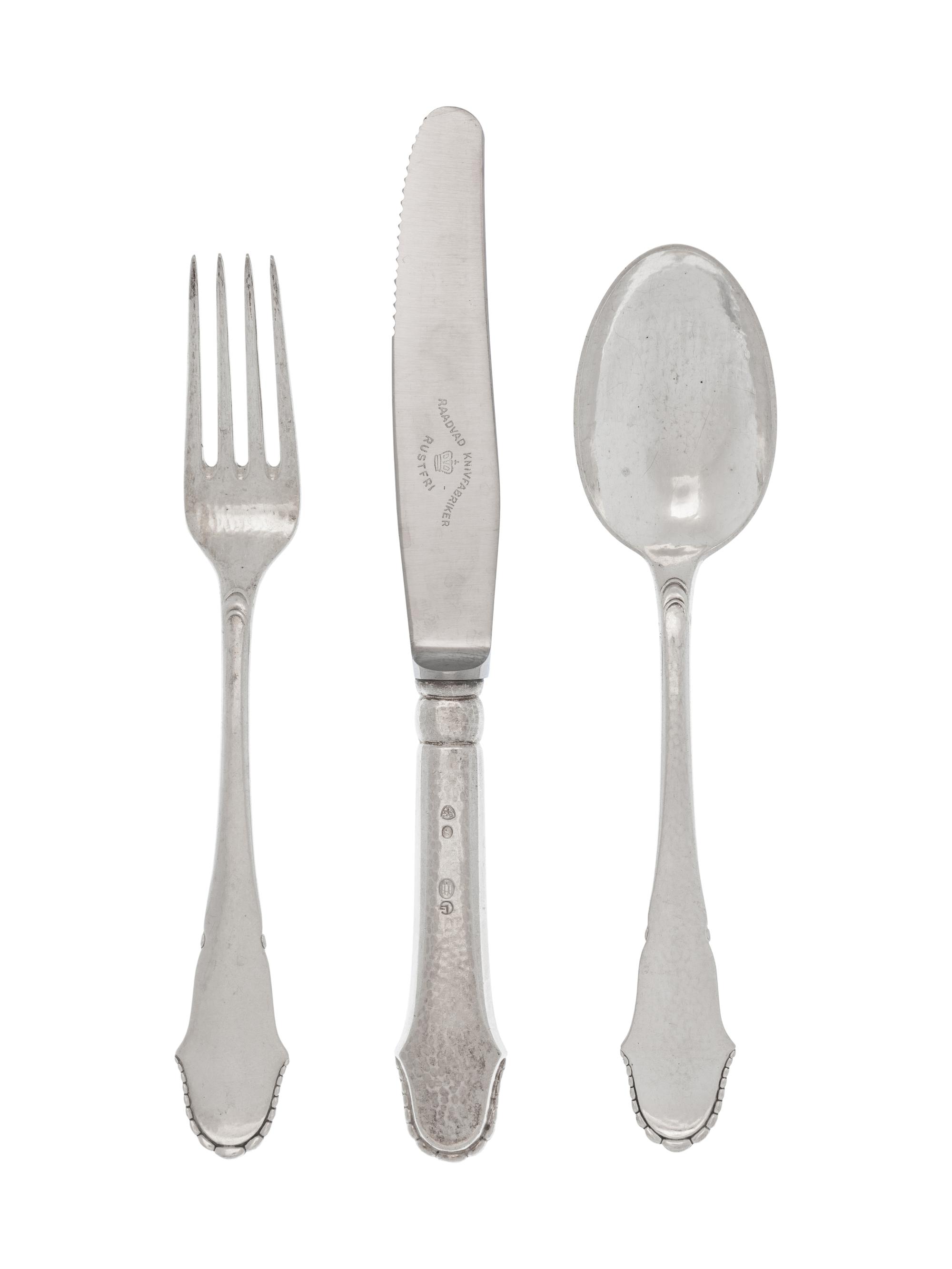 A Danish Art Deco Silver Flatware Service