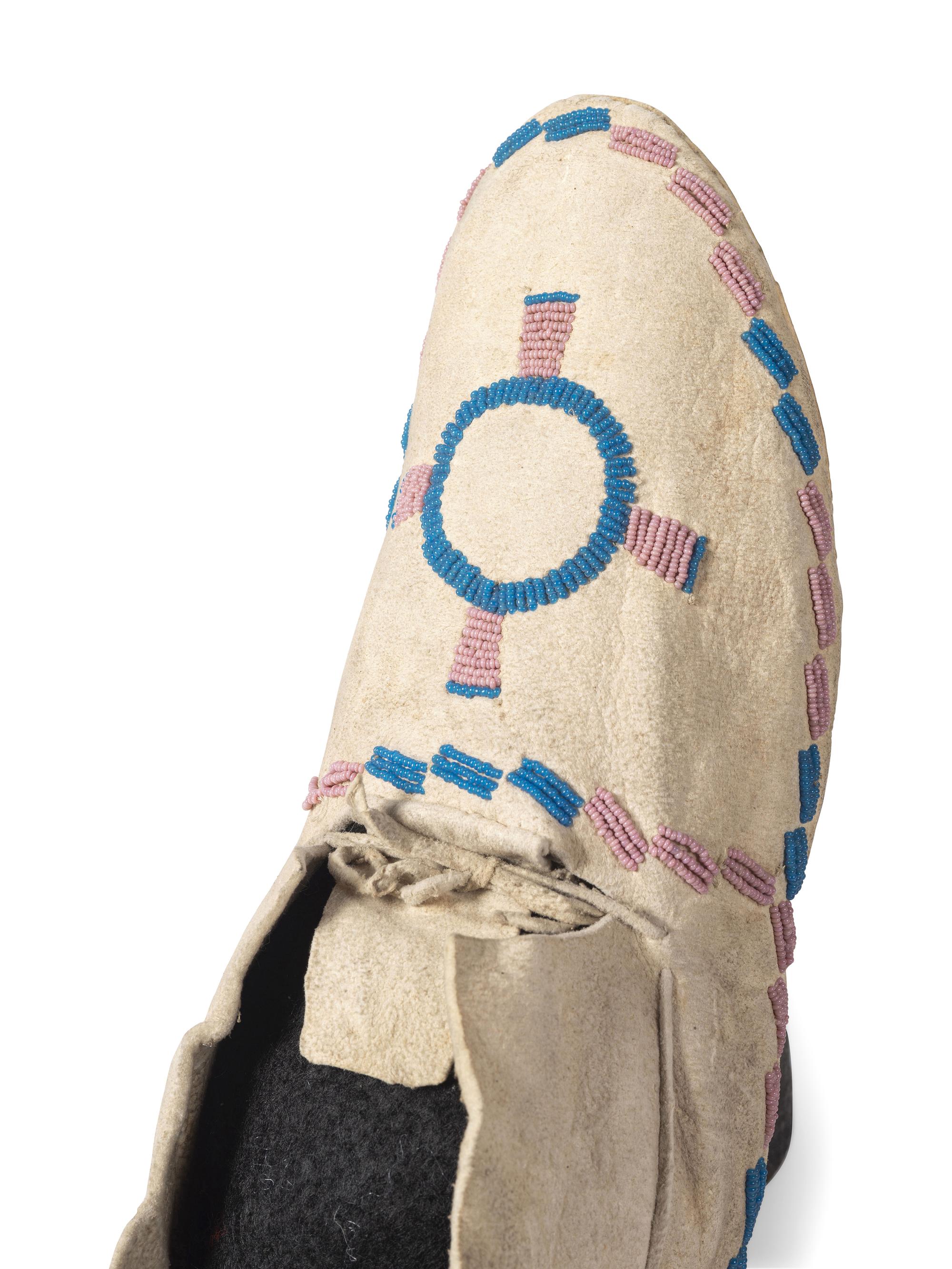 Northern Plains Beaded Hide Moccasins