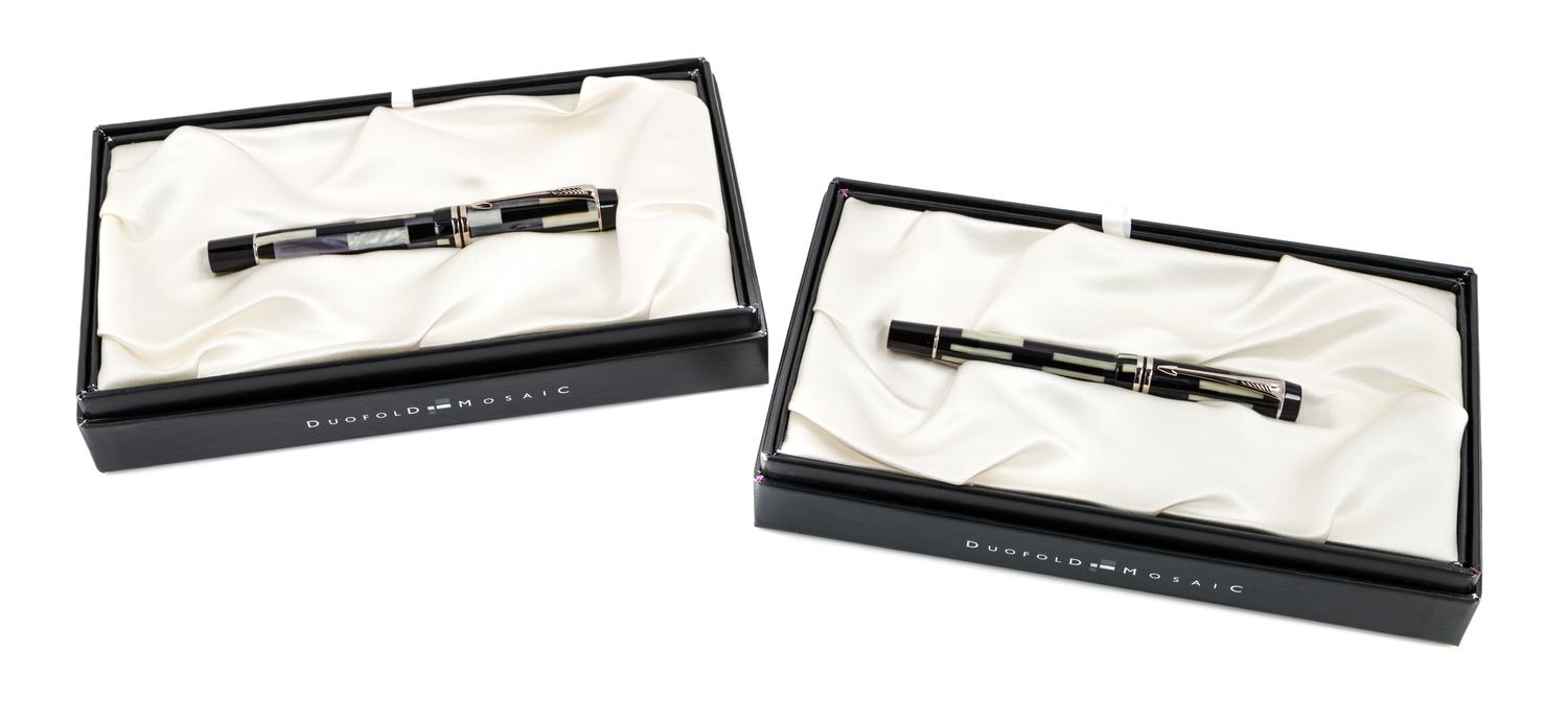 A Pair of Parker Duofold Mosaic Special Edition Fountain Pens