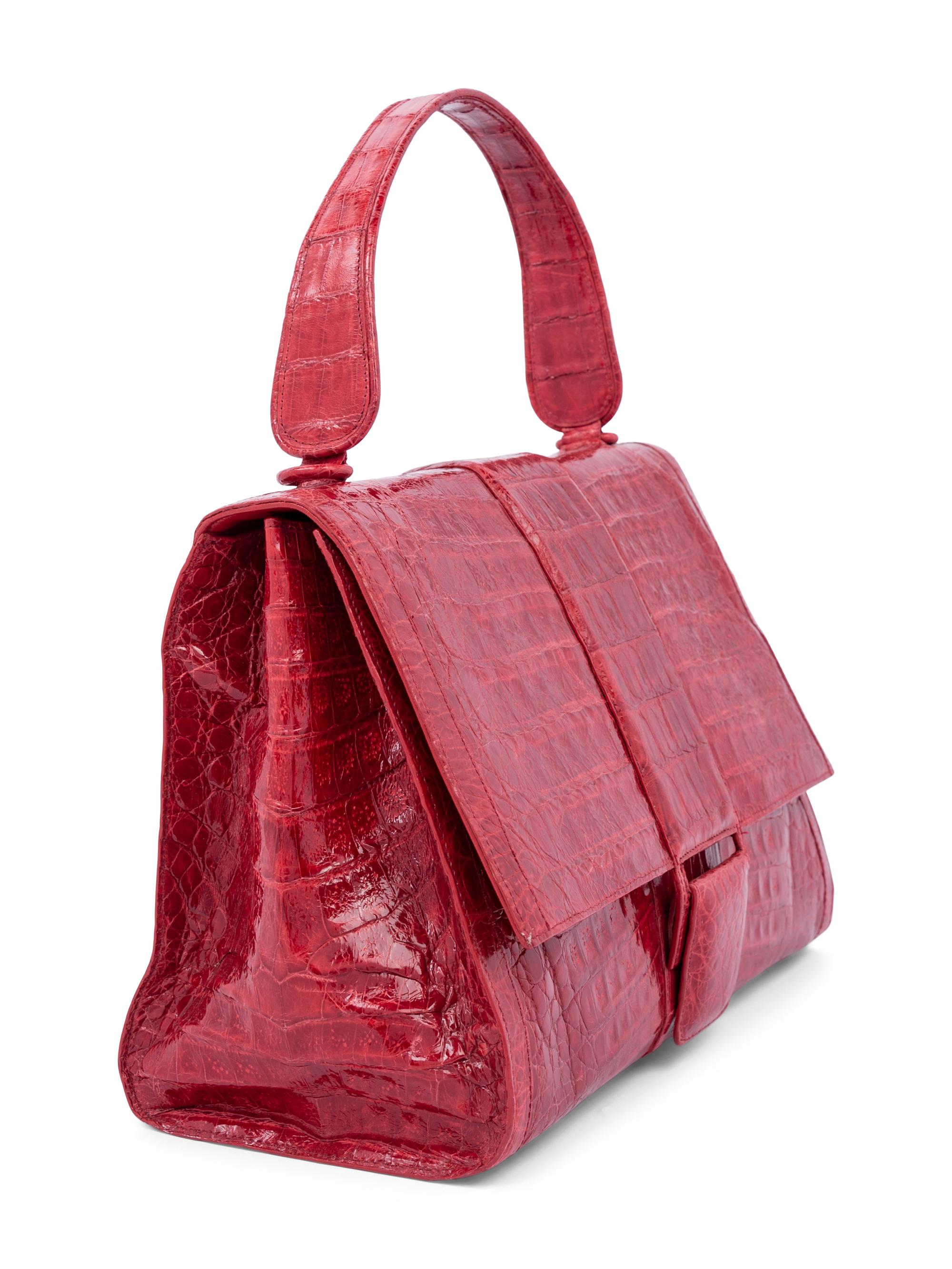 Nancy Gonzalez Red Alligator Flap Bag, 2000s
