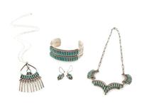 Zuni Silver and Needle Point Turquoise Jewelry