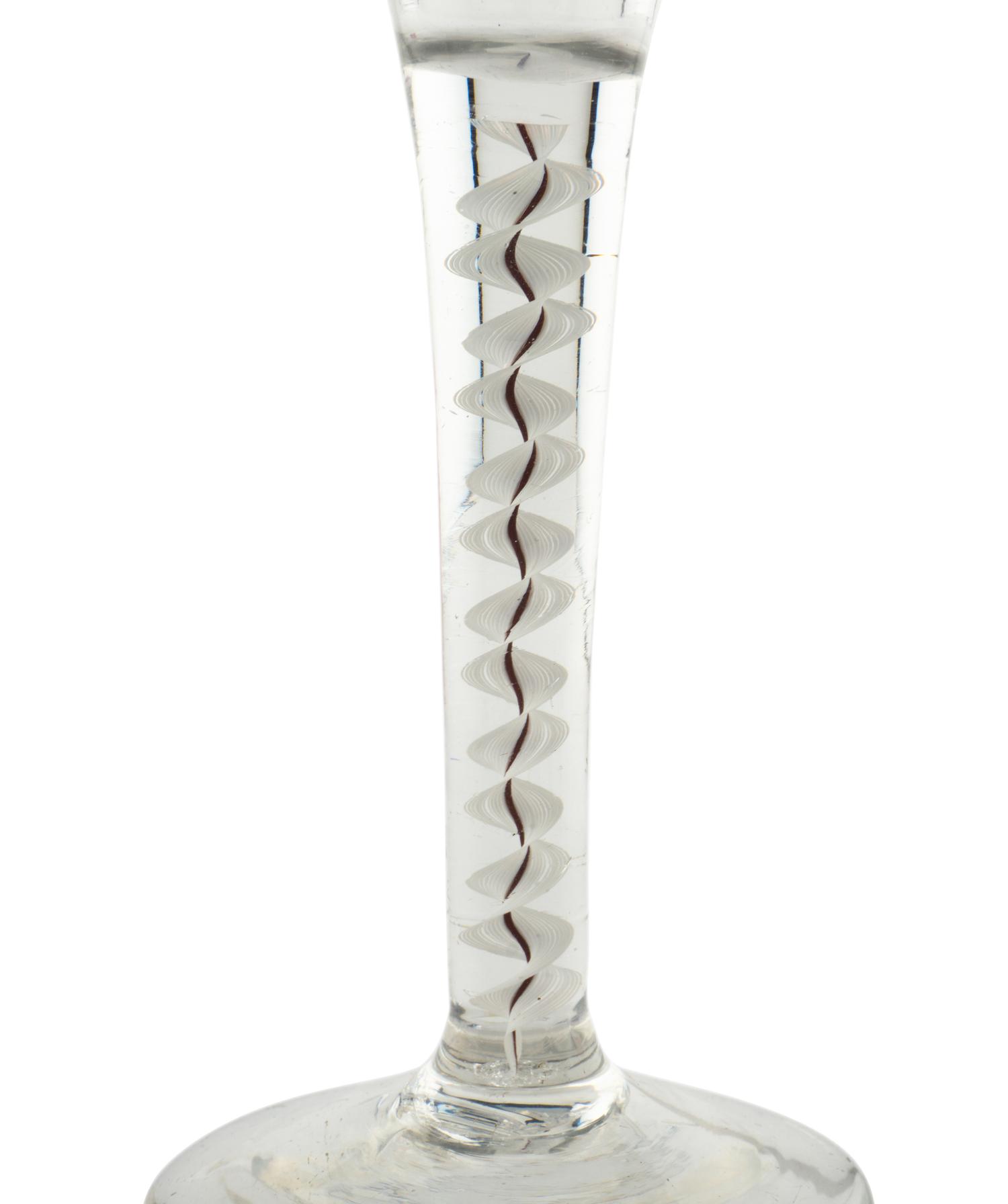 An English Color-Twist and Cut Glass Wine Stem