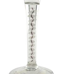 An English Color-Twist and Cut Glass Wine Stem