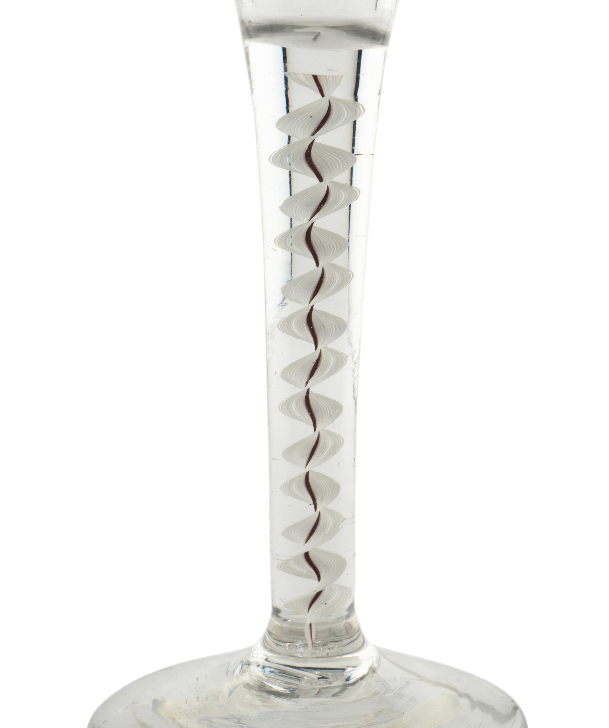 An English Color-Twist and Cut Glass Wine Stem