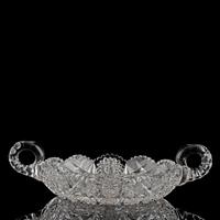 A Brilliant-Period Cut Glass Four-Part Dish with Handles