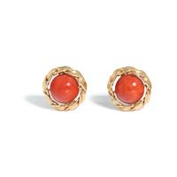 CELLINO, YELLOW GOLD AND CORAL EARCLIPS