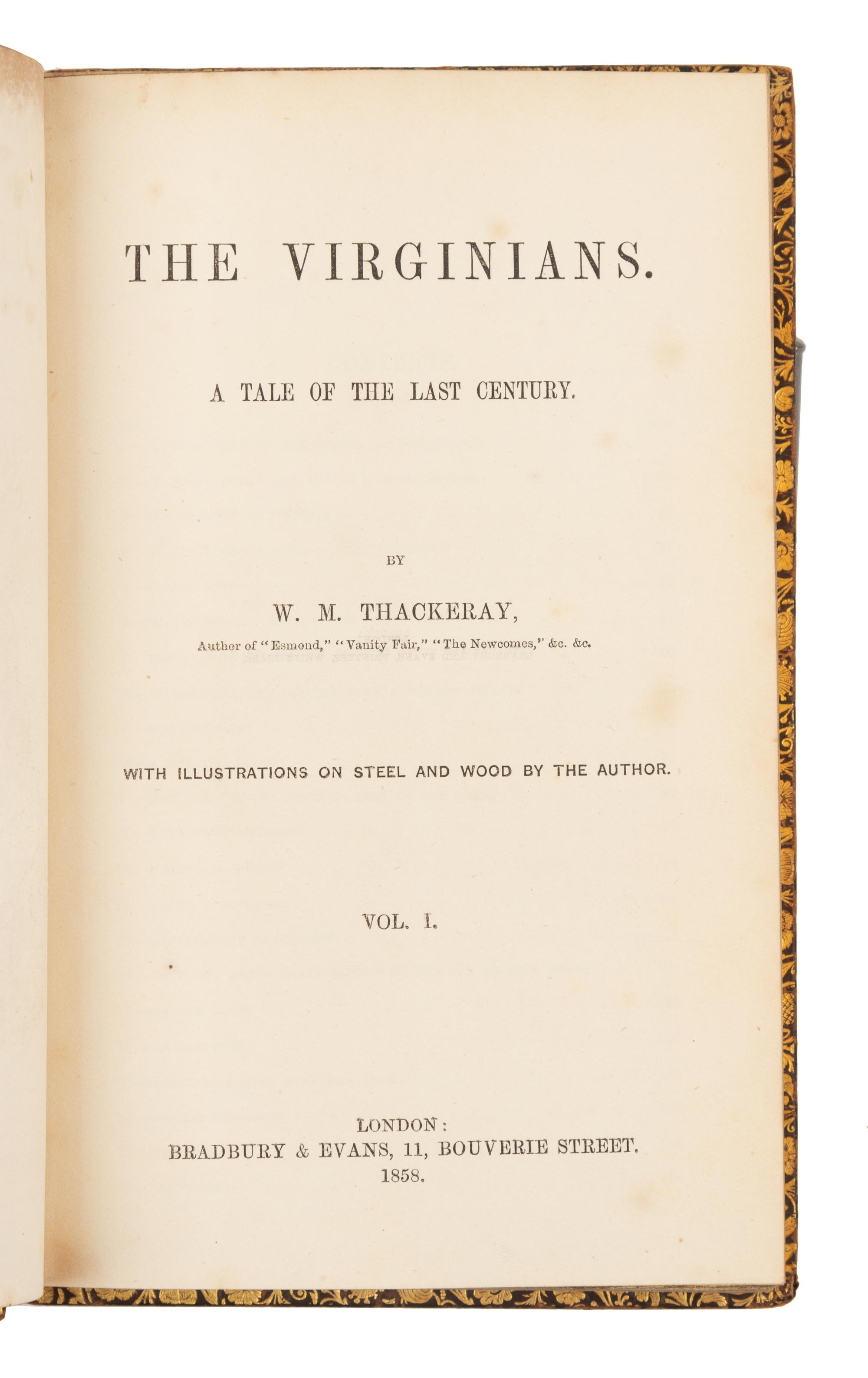 THACKERAY, William Makepeace (1811-1863). The Virginians. London: Bradbury & Evans, 1858-1859.