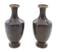 A Pair of Chinese Export Cloisonne Vases Height 14 3/4 inches.