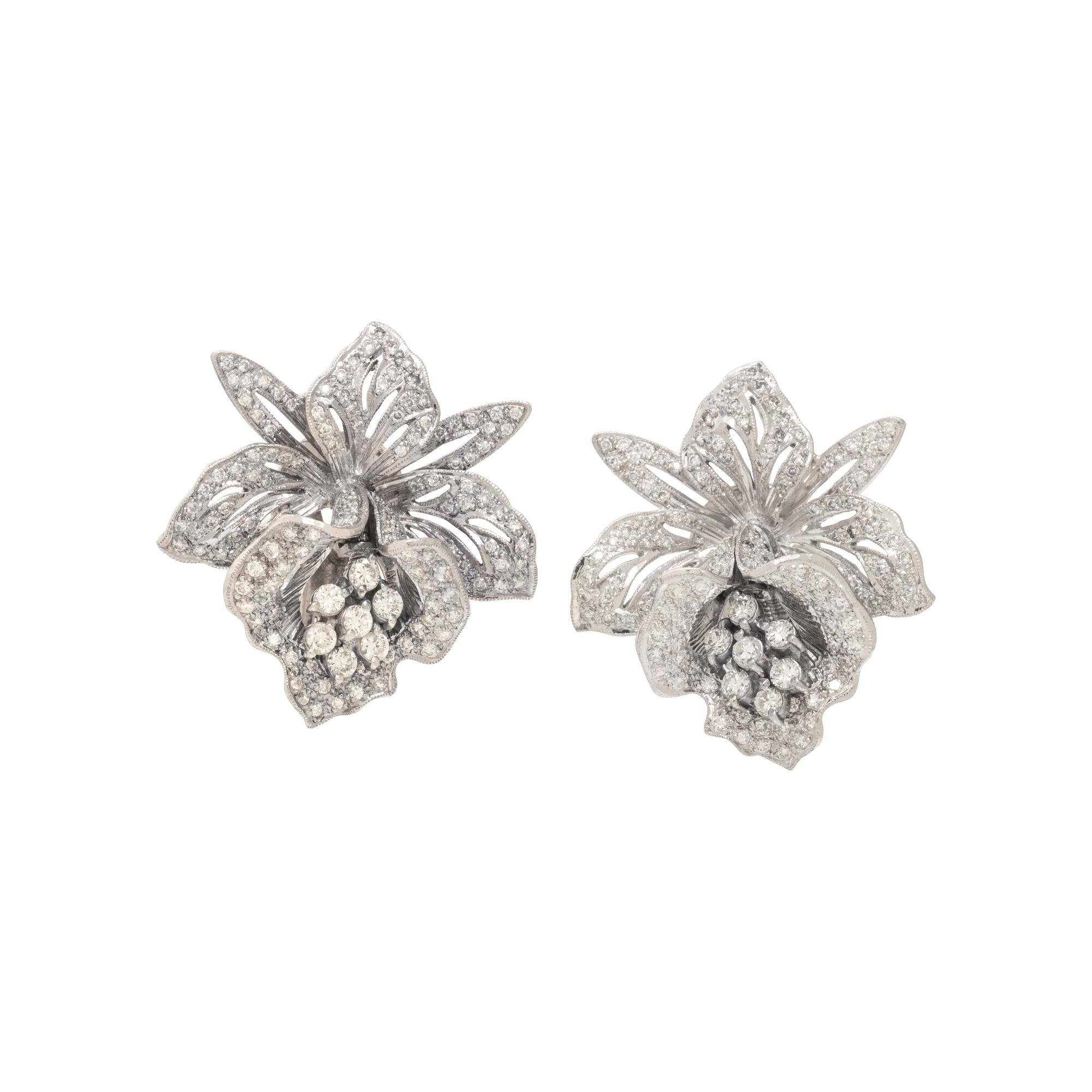 LEVIAN, DIAMOND ORCHID EARCLIPS