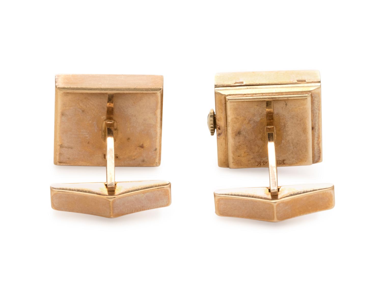 LeCOULTRE, YELLOW GOLD WATCH CUFFLINKS