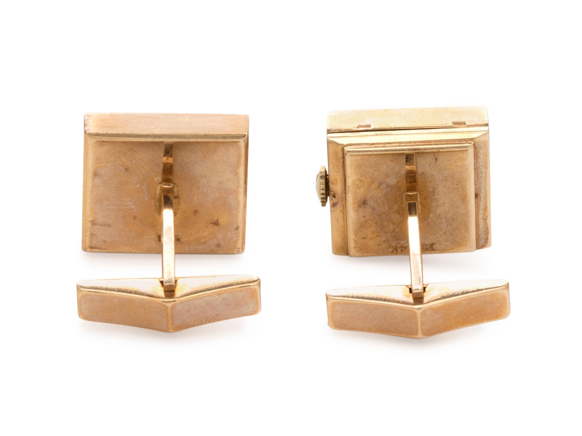 LeCOULTRE, YELLOW GOLD WATCH CUFFLINKS