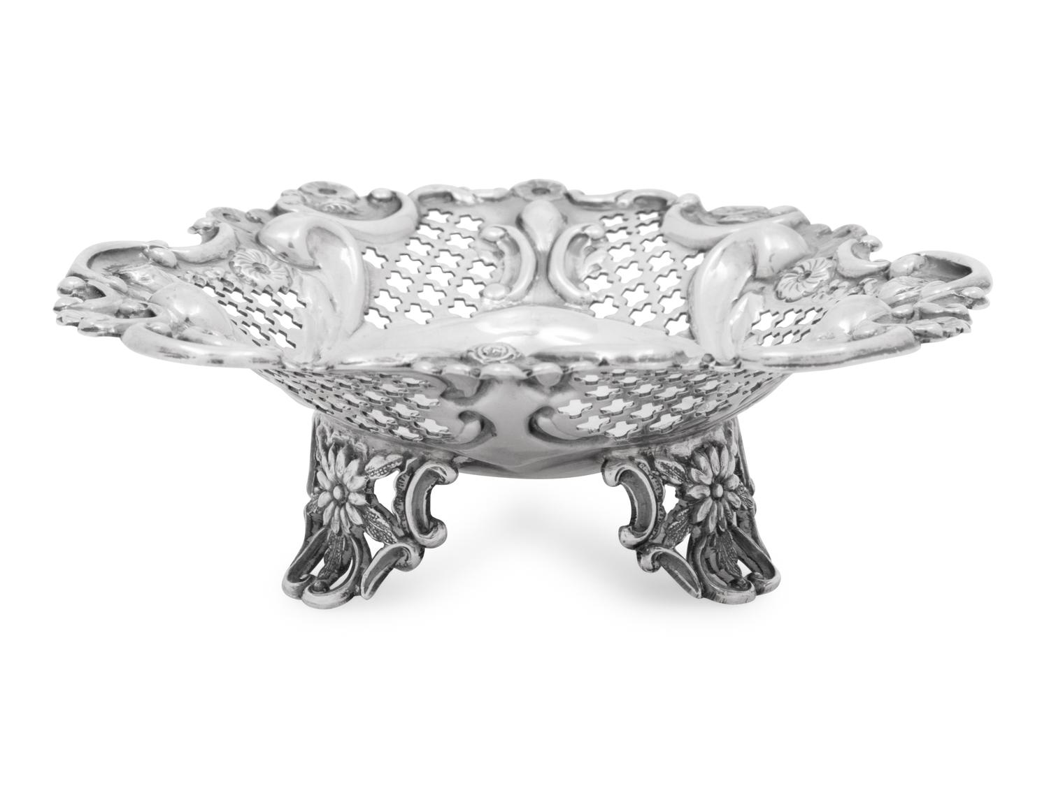 A Victorian Silver Reticulated Heart-Shaped Dish