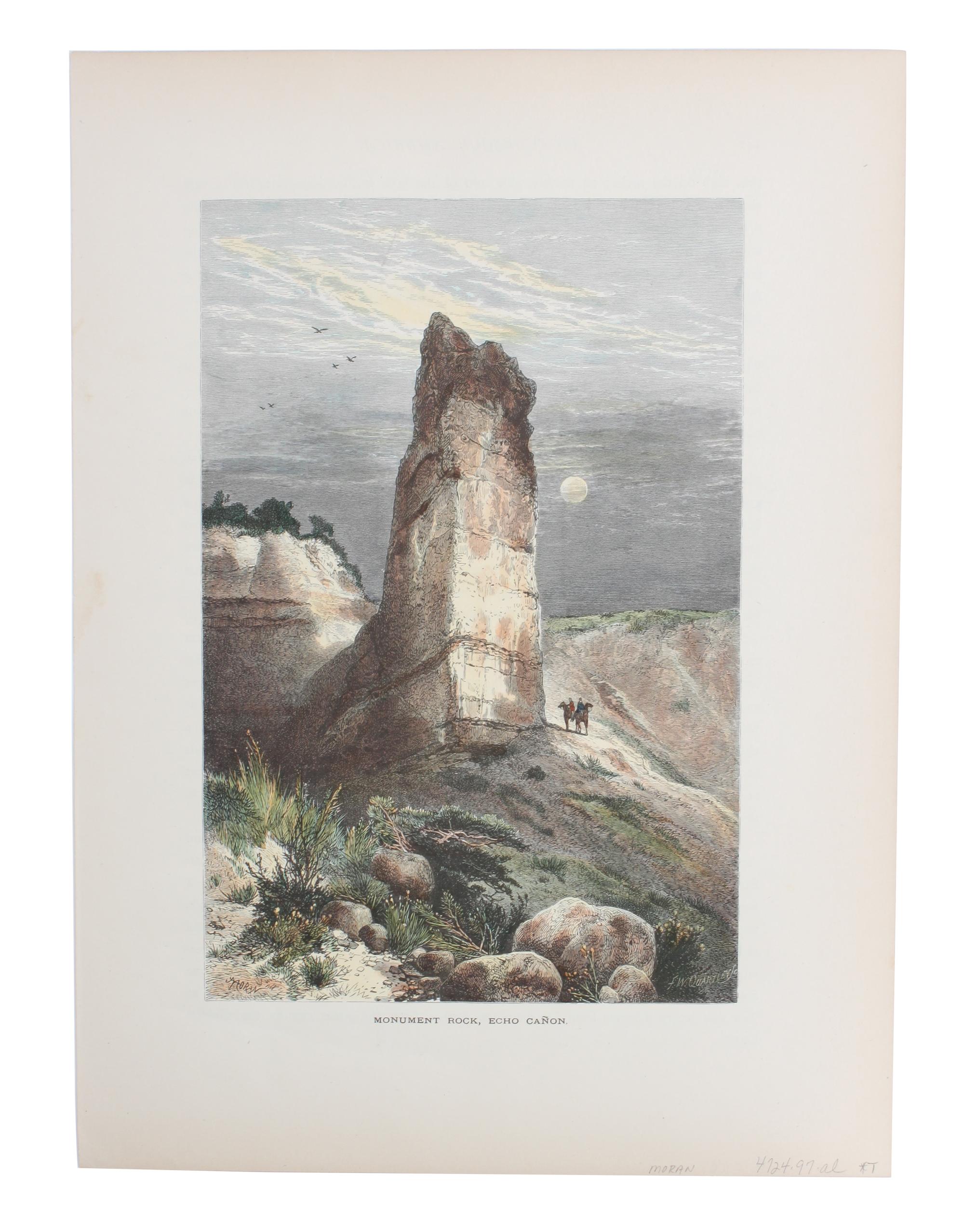 Five Hand Colored Woodblock Rail Road Prints Height 15 x width 9 1/2 inches (each) — LATE 19/EARLY 20TH CENTURY