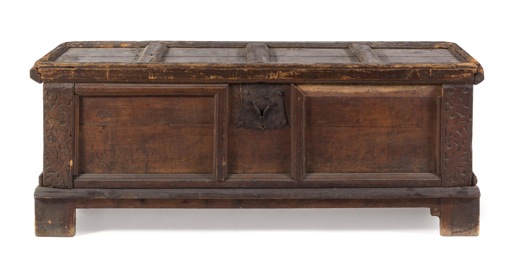 An Austrian Pine Chest Height 27 1/2 x width 74 x depth 28 1/4 inches. — CIRCA 1500