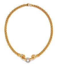 An 18 Karat Bicolor Gold and Diamond Panther Motif Necklace, 29.85 dwts.
