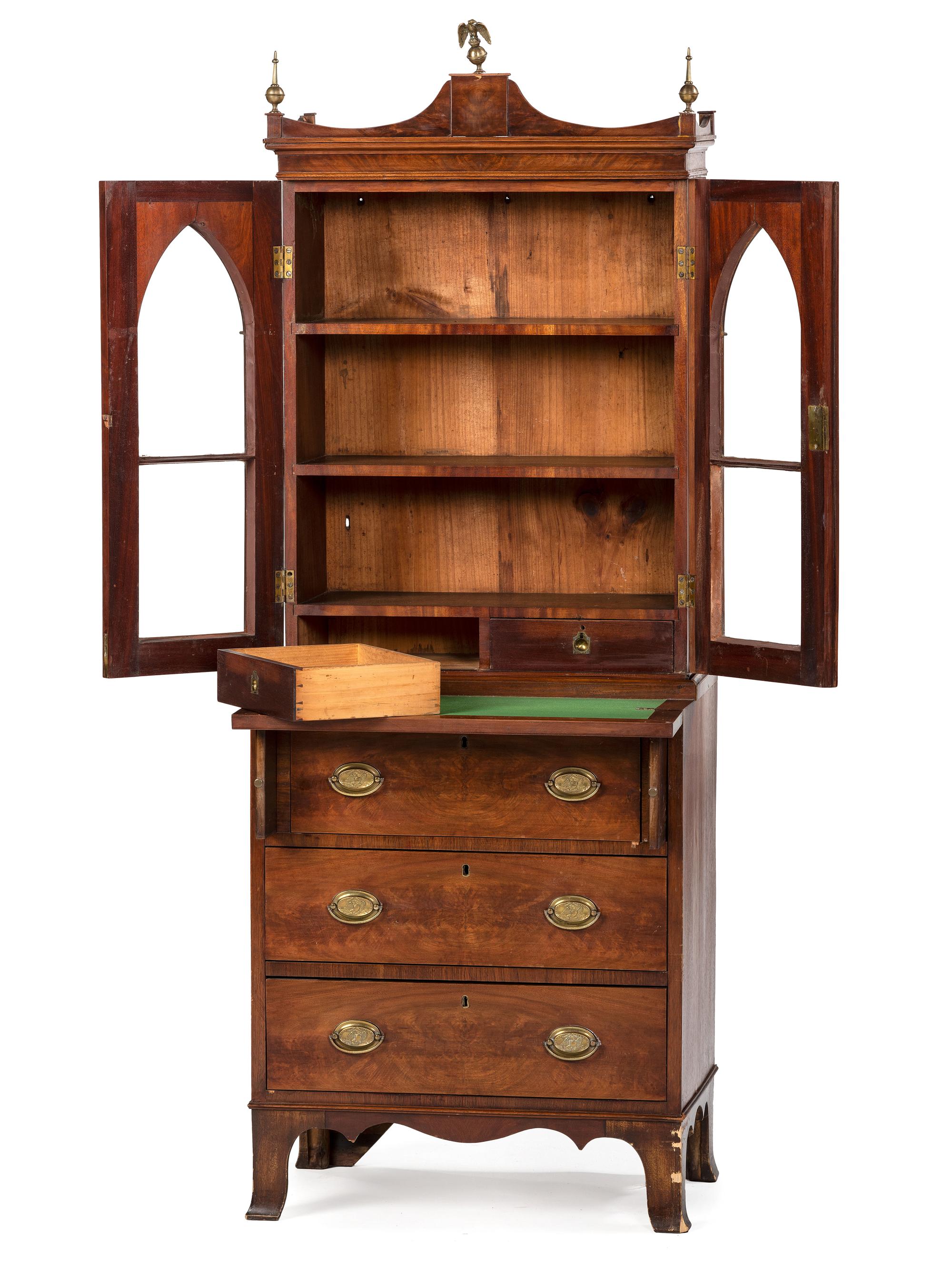 A Federal Style Mahogany Diminutive Secretary Bookcase