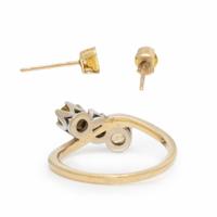 Yellow Gold and Yellow Sapphire Ring and Earrings