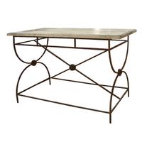 An Iron and Lead Travertine Top Table 47.5" W x 23.5 "d x 29.5" H — France, Circa 1930